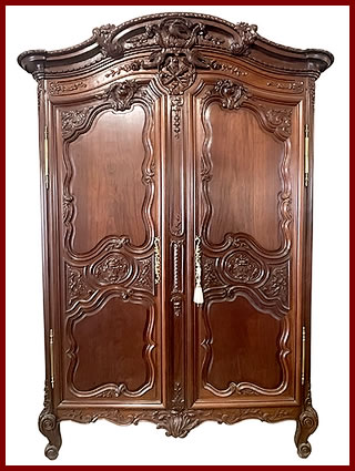 Armoire de mariage havraise f&eacute;campoise d'armateur en acajou massif Le Havre ou F&eacute;camp XVIIIe 